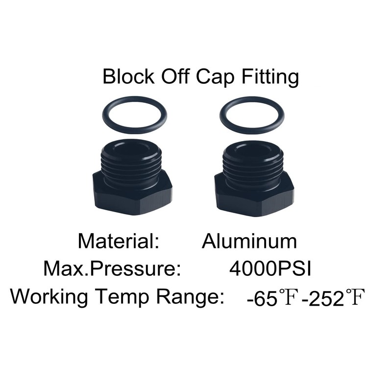 DEWHEL 2pcs Aluminium 8AN Block Off Cap Male Adapter Fitting