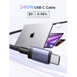 UGREEN Paquete de 2 cables USB C a USB C de 240 W, cable USB C de carga rápida para iPhone 17 Pro Max/16/15, Galaxy S25/S24/S23, Pixel 10/9/8, MacBook