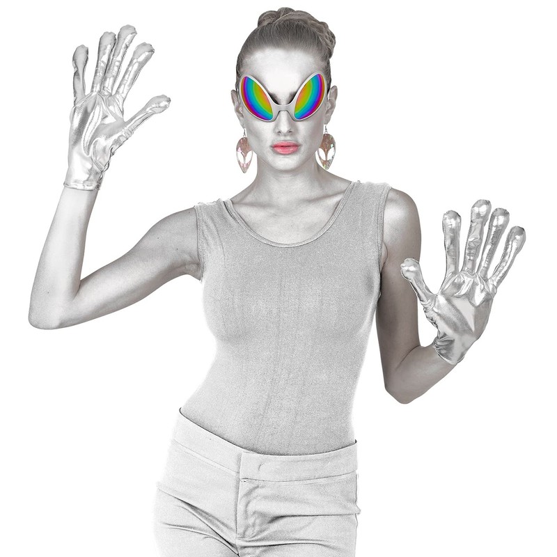 W WIDMANN MILANO Party Fashion 68597 Alien Gloves, Silver, Alien,