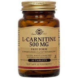 SOLGAR L-CARNITINE 500MG, SUPPORTS ENERGY& FAT METABOLISM AND PROMOTES EXERCISE RECOVERY 30TABLETS