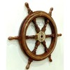 Nautical Captain's Steering Wooden Ship Wheel With Brass Ring &