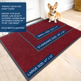 OLANLY Front Door Mat Indoor Outdoor Entrance, Waterproof Heavy Duty Doormat, Fade Resistant, Low Profile, Easy Clean Patio Porch Welcome Floor Mats for Entry, 29.5x17, Wine Red
