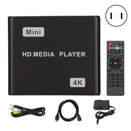 4K HD Media Player Mini Streaming Media Player with Remote Control and LED Indicator 100‑240VUS Plug