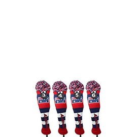 Majek Golf Australia 3 4 5 6 Hybrid Set Headcovers Pom Pom Knit Limited Edition Vintage Classic Traditional Flag Retro Head Cover 3-6 Set