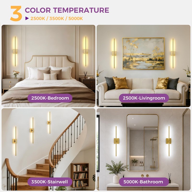 Joossnwell Wall Sconce Set of Two Battery Operated Wall Lighting