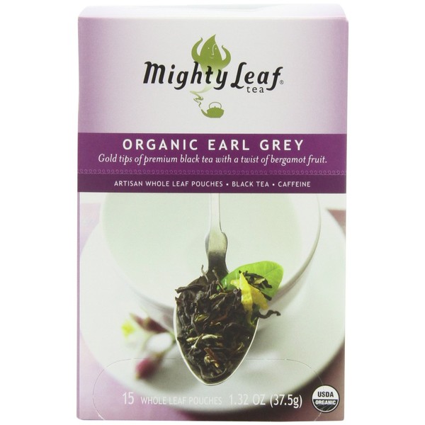 Mighty Leaf Black Tea, Organic Earl Grey, 15 Pouches (Pack of 3) Package May Vary