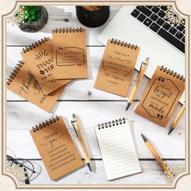 Tenare 24 Pcs Thank You Gifts Bulk Includes 12 Motivational Bamboo Pens 12 Motivational Spiral Notebooks Employee Appreciation Gifts for Christmas Graduation Teachers Employees Colleagues