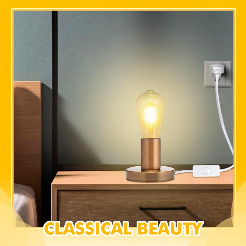 Tuanse 2 Pcs Polished Metal Desktop Lamp Base E26 E27
