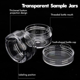 3 Gram Sample Containers With Lids, 50 Count Clear Jars, Empty Lip Balm, Mini Cosmetic With Labels, Makeup Travel, Mini Disposable Spatulas