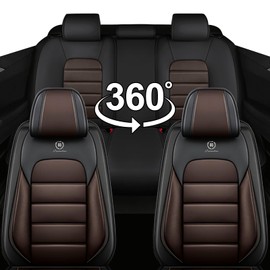 Megaseat Front Set for Hyundai Tucson Seat Covers 2004-2025, Waterproof Nappa Leather Car Seat Protector, Anti-Slip & Comfortable Car seat Cover (Black&Coffee)