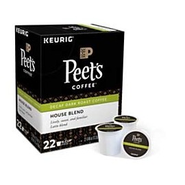 Peet's Coffee Decaf House Blend Coffee Single-Serve K-Cup, 2.8 Oz, Carton Of 22