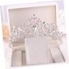 NIYANGLE Decorative Crystal Alloy Wedding Tiara Silver Pink Bridal Crown