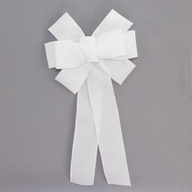White Rustic Wreath Bow - Package Perfect Bows are Made in USA (8 inch bow)