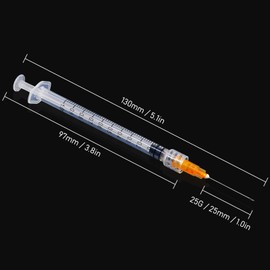 20 Pack Plastic Tube Lab Dispensing Tools, 1ml Syringes with 25G 25MM, Individually Packaged, Lab Syringe for Refilling and Measuring Liquids, Scientific Labs Experiment, Feeding Pets