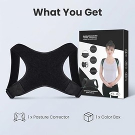 Black Posture Corrector for Women & Men, Adjustable Upper Back Support Brace Shoulder Support Straps Comfortable to Prevent Hunchback and Improve Posture