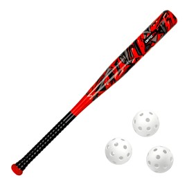 Bat & Ball Set - Graffiti Plastic Bat & Ball Homerun Set- David Ortiz Backyard Baseball Set for Youth, Kids, Teenagers, Adults (Bat & Ball Set, Red)