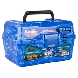 Flambeau Outdoors 355BMR Big Mouth Tackle Box 89-Piece Kit, Complete Starter Fishing Tackle Kit with Stringer, Hooks, Bobbers and more - Pearl Blue Swirl
