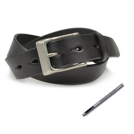 Nippon De BLLB0751 Handmade Belt, Tochigi Leather, Made in Japan, Aging, Casual, 1.4 inches (35 mm) Wide, Belt Specialty Shop Belt Lab,, black (punch set)