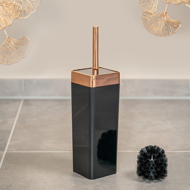 bremermann Savona Toilet Brush Holder Square (Black/Rose Gold)