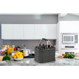 Kobolo Bottle Carrier Bottle Basket Nylon Mesh for 6 Bottles Black White, black