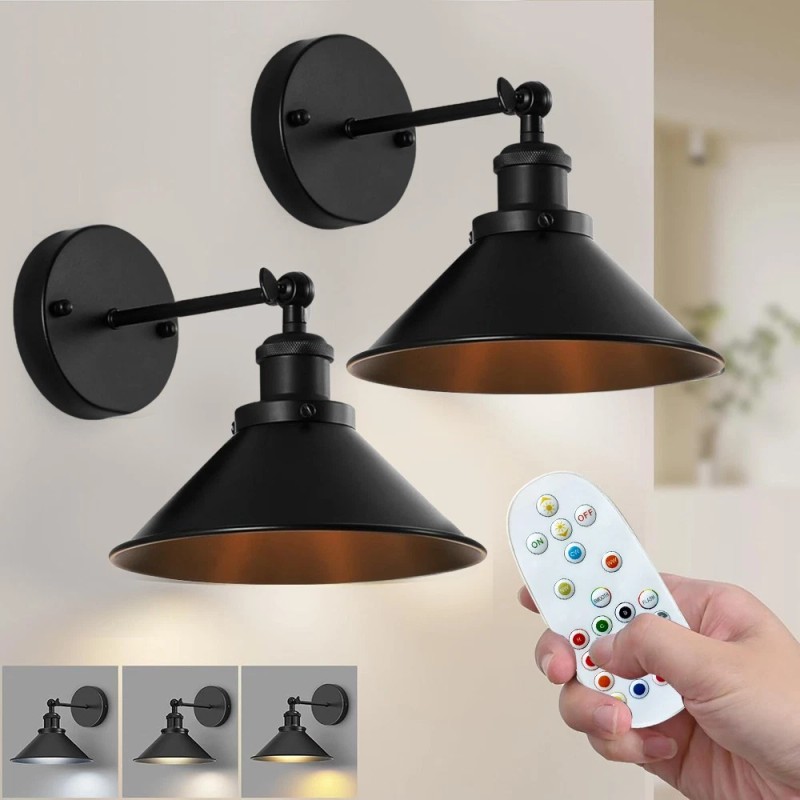Battery Operated Wall Sconce, 2 Pack Dimmable Wireless LED Wall