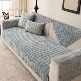 tianxinbaobei Velvet Couch Cover,Faux Fur Couch Cover,Anti Silp Plush Sofa Cover,Furniture Protector for Pets(Light Blue,70x70CM/28 x28/Armrest or Backrest Cover)