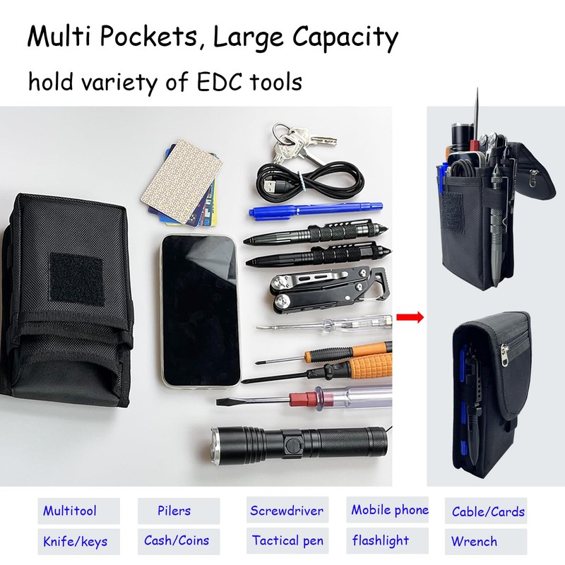 Belt Tool Pouch,Tactical Utility Pouch, Heavy-Duty Nylon EDC Multitool Organizer,Cell