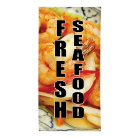 genetic/unbranded Vertical Vinyl Banner Multiple Sizes Fresh Seafood Restaurant Food Bar Outdoor - 144x60inches