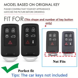 SANRILY - Funda de piel de metal con 5/6 botones, para Volvo XC60 2015 2016 V60 S60 S80 2017 XC70 V40, sin llave, con llavero, color café