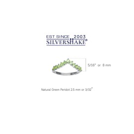 Silvershake Round Shape Gemstone White Gold Plated or Yellow Gold Plated 925 Sterling Silver Chevron Style V Shape Stackable Ring Jewelry for Women, 5, Sterling Silver Rhodium (White Gold Plated),