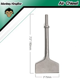 MonkeyKingBar Pneumatic Chisel - 3" X 7.5", 0.41in Shank, Metalworking Chisel, Floor Scraper, Pneumatic Hammers Bit