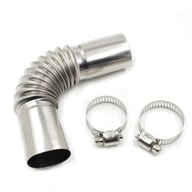 Stainless Steel Exhaust Pipe Angle Connector, 25 mm Exhaust Pipe Gas Vent Hose with Two Stainless Steel Clips for Eberspacher for Webasto Boat Heating Car Heating Parts