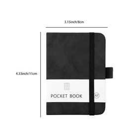 Nayubo A7 Pocket Notebook for Writing 200 Pages Portable Small Journal Notebook with Elastic Strap and Pen Holder Mini Notepad for Work Travel Daily Journal (Black)