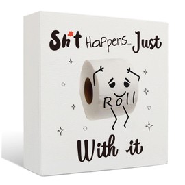 Nrleey Funny Bathroom Wooden Signs - Would Poop Here Again Bathroom Sign, Funny Bathroom Decor, Funny Bathroom Sign, 5 X 5 Inches