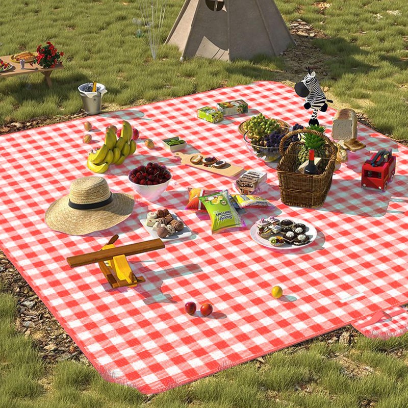 CHENGZI Thickened picnic mat outdoor lawn camping portable (Red)