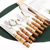 Snplowum 8pcs Natural Bamboo Salad Fork Set, Dessert Fork For