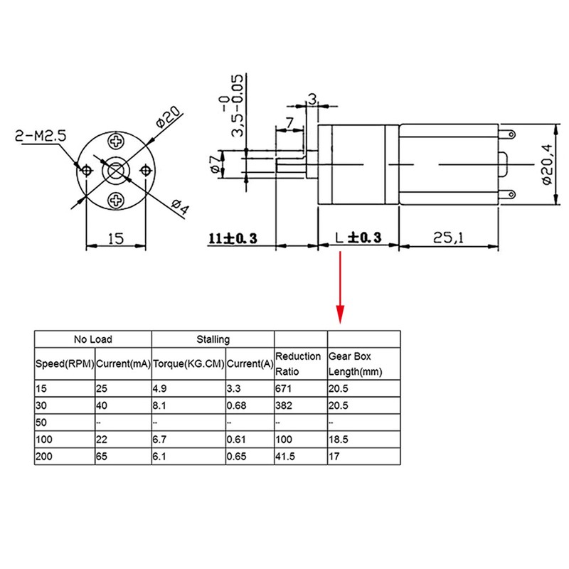 20mm 12V DC HighTorque Gear Box Motor Replacement (200RPM)