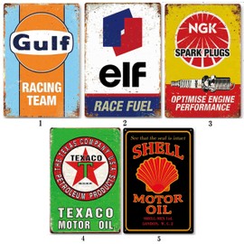 A Retro Oil Tin Sign Metal Plate American Sundries Antique Vintage Style (Set of 5)