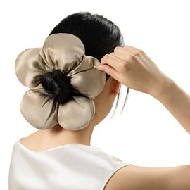 LILYSILK Silk Scrunchy Hair Rubber Cute, 100% Natural Silk, Bread Shape, Large Size, Women's, Adults, Bangs, Hair Elastic Fashionable, Hair Accessories, Hair Ornament, Gentle on Hair, Present, Gift