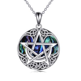 YAFEINI Abalone Shell Necklace Sterling Silver Tree of Life/Hummingbird/Cat/Anchor Pendant Necklace Jewellery Gift Women, Sterling Silver, Abalone