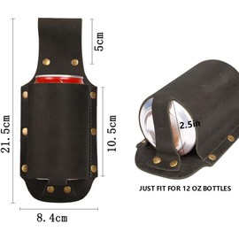 Beer Holder,Leather Beer Holster Bottle Holders,Beer Belt Holder Beer Gifts for Men,BBQ/Grilling Gifts for Travel Camping Party Outdoor,Cool Beer Accessories Gadgets for Men (Dark Brown)