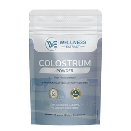 WELLNESS EXTRACT Bovine Colostrum Powder Rich in Protein & Lactoferrin- The True Certified Supplement for Immune Support, Gut Health, Muscle Growth - 60g