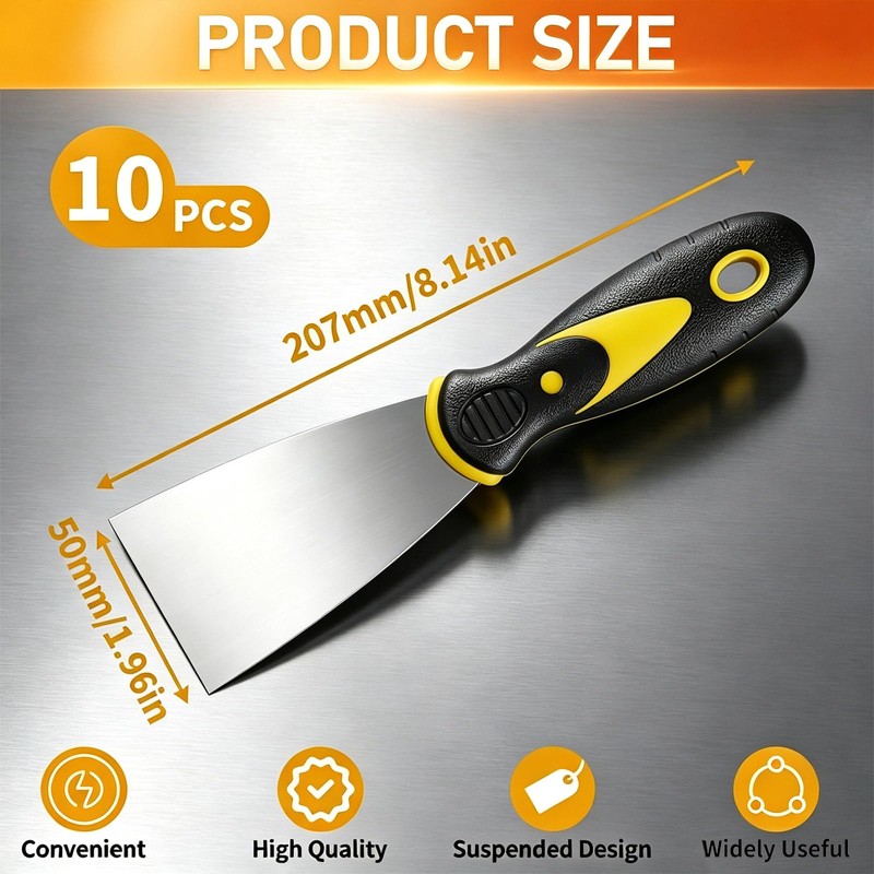 10Pcs Putty Knife Set, 2 Inch Stainless Steel Spackle Knives,