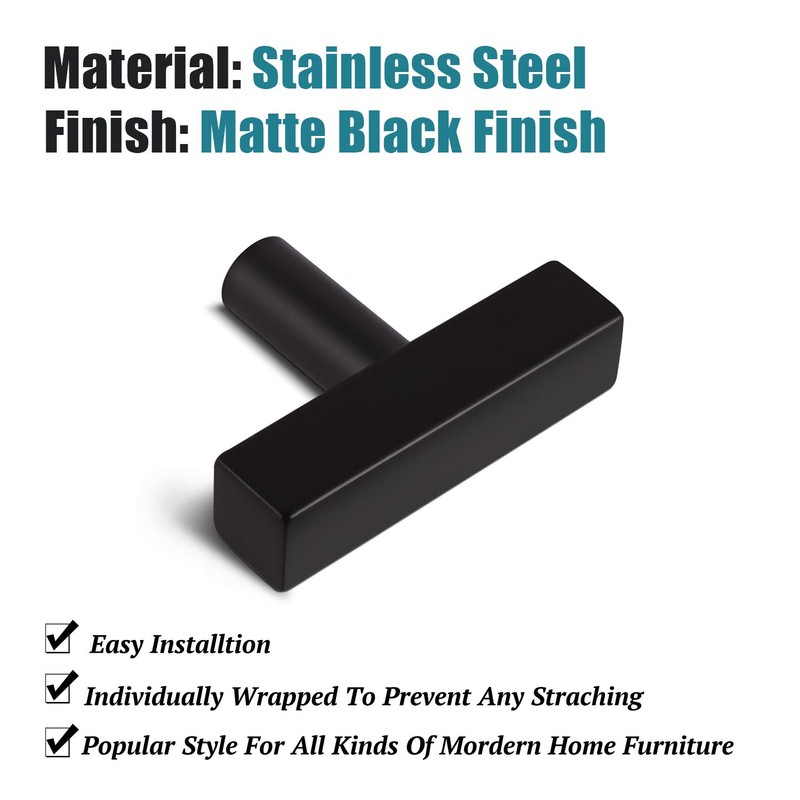 KNOBWELL 6 Pack Black Stainless Steel Drawer Knobs and Pulls,