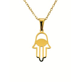 Kritz Women's Hamsa Fatma Hand Necklace in Gold - Jewellery Pendant Hand of Evil Eyes Gold-Plated Amulet with Adjustable Chain - Fashionable Gift, Stainless Steel Gold, No Gemstone