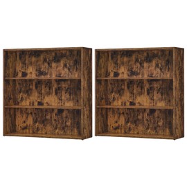 VASAGLE Set of 2 Bookshelves, 31.5 Inches Wide, 3-Tier Open Bookcases with Adjustable Storage Shelves, Floor Standing Units, Rustic Brown ULBC173X01-2