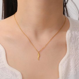 Vurotry Italian Horn Necklace for Women Italian Horn Pendant Necklace Exquisite And Lovely Italians Horns Charm Lucky Amulet Cornicello Necklace Jewelry (gold)