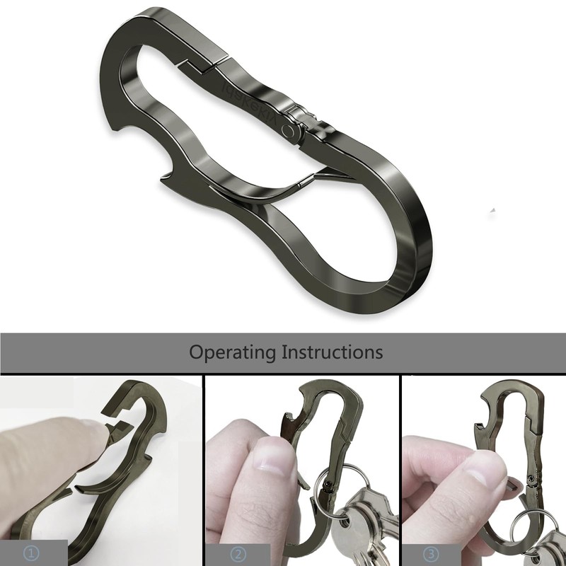 Idakekiy Dual Carabiner Keychain Mutil Tool with Key Chain Bottle