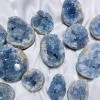 Natural Blue Celestite Druzy Quartz Crystal Egg Cluster Raw Stone