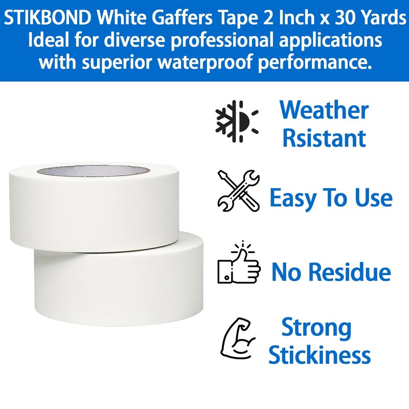 STIKBOND Heavy Duty White Gaffers Tape 2 inch x 30